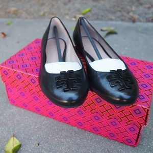 Tory Burch Black Leather Flats